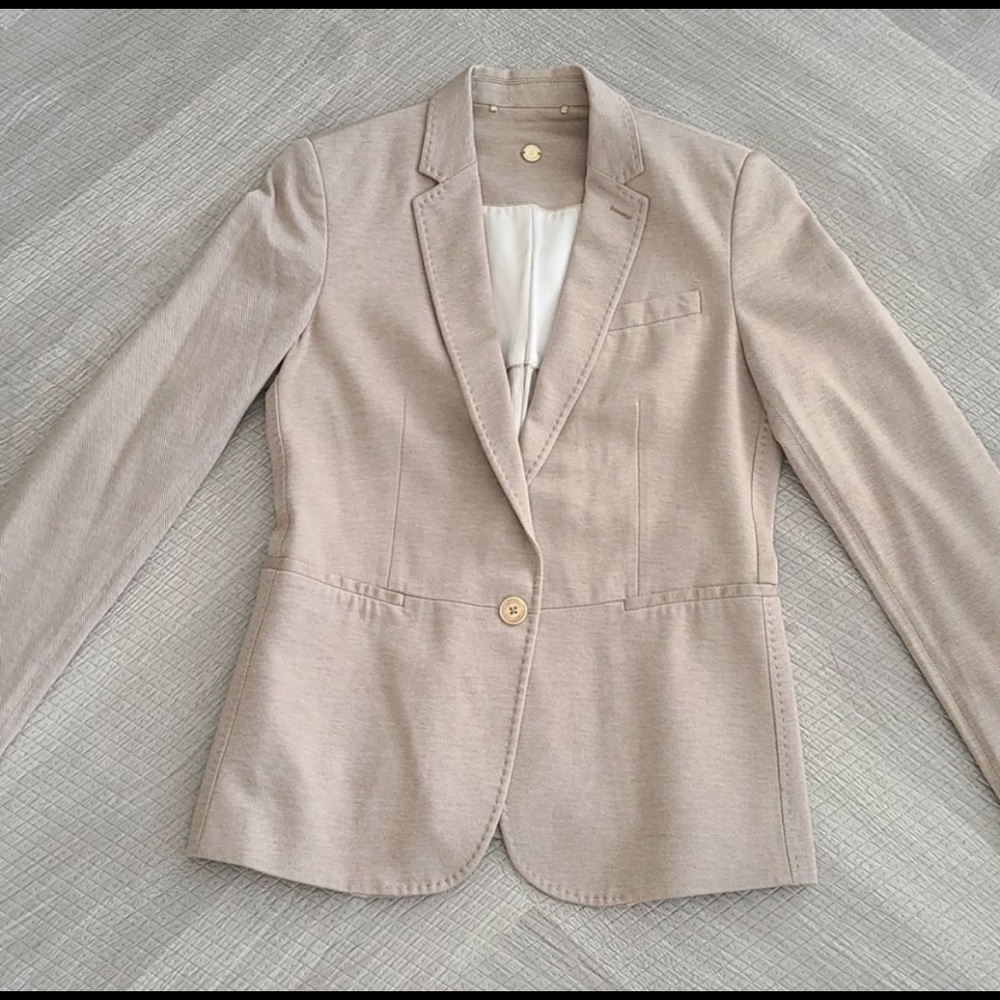 Massimo Dutti Slim Fit Tan Blazer